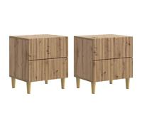 Bedside Cabinet Artisan Oak 43x34.5x48cm Engineered Wood 2 Drawers Set of 2pcs.