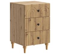Bedside Cabinet Artisan Oak 43x41x66.5cm Engineered Wood 3 Drawer Storage Smooth