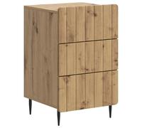 Bedside Cabinet Artisan Oak 43x41x68cm Engineered Wood 3 Drawers Black Legs Tall