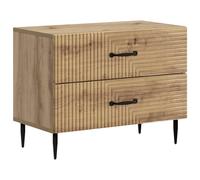 Bedside Cabinet Artisan Oak 62x34.5x47.5cm Engineered Wood 2-Drawer Black Legs