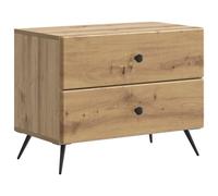 Bedside cabinet Artisan Oak 62x34.5x47.5cm Engineered Wood 2-Drawer Storage Slim