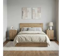 Bedside Cabinet Artisan Oak Ample Storage 33.5 x 34.5 x 50 cm Brown Set of 2