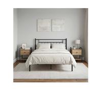 Bedside Cabinet Artisan Oak Engineered Wood 35x36.5x47cm Steel Frame Black Knobs