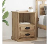 Bedside Cabinet Artisan Oak Engineered Wood, 36x43x60cm, 2 Drawers, 1 Shelf Mini