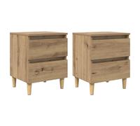 1/2x Bed Cabinet with Solid Pinewood Legs 40x35x50 cm Multi Colors vidaXL