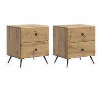 Bedside Cabinet Artisan Oak Engineered Wood 43x34.5x47.5cm 2pc 4-Drawer Storage