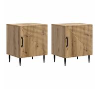 Bedside Cabinet Artisan Oak Engineered Wood 43x34.5x50cm 2pc Vintage Nightstand