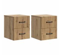 Bedside cabinet Artisan oak engineered wood Wall-mounted 34.5x33x40cm 4draw 2pcs