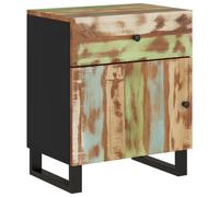 Bedside Cabinet Multicolour Solid Mango & Engineered Wood 50x33x60cm Metal Legs