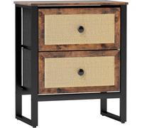 Bedside Cabinet Bedroom Table Drawers Storage Unit Nightstand Metal Rattan