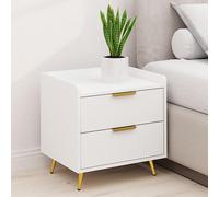 HOMCOM Bedside Table with 2 Drawers for Bedroom - Living Room - White | TJ Hughes