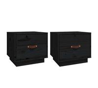 (Honey brown, 2) vidaXL 1/2x Solid Wood Pine Bedside Cabinet End Accent Table Multi Colours