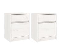 (white, 2) vidaXL 1/2x Solid Pinewood Bedside Cabinet Wooden Bedside Table Multi Colours