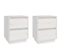 (white, 2) vidaXL 1/2x Solid Wood Pine Bedside Cabinet Storage Side Cabinet Multi Colours