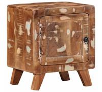 Bedside Cabinet Solid Mango Wood Brown 40x32x46 cm Rustic Nightstand with Door.