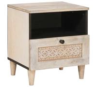 Bedside Cabinet Beige 40x33x46cm Solid Acacia Wood Drawer Shelf Rustic Naturals