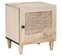Bedside Cabinet Beige Solid Acacia Wood 40 x 33 x 46 cm Compact Nightstand Slim