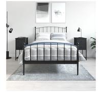 Bedside cabinet Black 32x42x70cm Engineered wood 2 Drawers 1 Shelf Modern Sleek