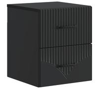 Bedside Cabinet Black 34.5x33x40cm Engineered Wood Wall-Mounted 2-Drawer Compact