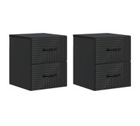Bedside Cabinet Black 34.5x33x40cm Engineered Wood Wall-Mounted 4DrawerSet 2pcs