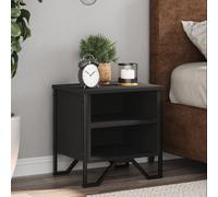 Bedside cabinet Black 40x30x40cm Engineered Wood Metal Nightstand with Shelf UK