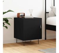Bedside Cabinet Black 40x40x50 cm Engineered Wood with Iron Legs Modern Compact