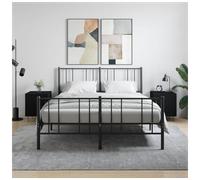 Bedside Cabinet Black 40x40x50cm Engineered Wood Iron Legs Modern Storage Small