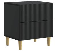 Bedside Cabinet Black 43x34.5x48cm Engineered Wood 2-Drawer Modern NightstandUK