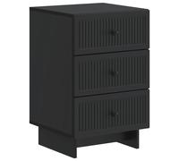 Bedside Cabinet Black 43x41x66.5cm Engineered Wood 3-Drawer Retro Nightstand UK