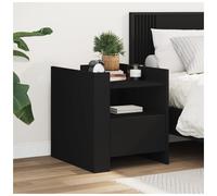 Bedside cabinet Black 45x50x50cm Engineered Wood Drawer Modern Nightstand Small