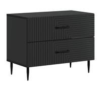 Bedside Cabinet Black 62x34.5x47.5cm Engineered Wood 2 Drawers Vintage Slim Legs