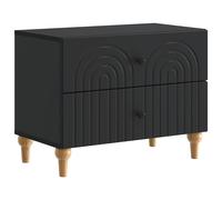 Bedside Cabinet Black 62x34.5x48cm Engineered Wood 2 Drawer Modern Striped Sleek