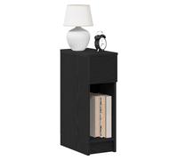 Bedside Cabinet Black Engineered Wood 20x36x60 cm 1 Drawer Open Shelf Modern Fit