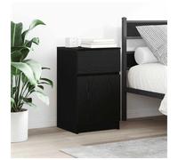 Bedside cabinet Black Engineered Wood 39x35x65 cm Reversible Door Nightstand Top