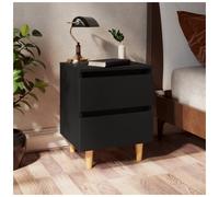 Bedside Cabinet Black Engineered Wood 40x35x50 cm 1-Drawer MidCentury CompactXL