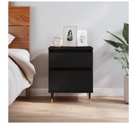 Bedside Cabinet Black Engineered Wood 40x35x50cm 2 Drawer Modern Nightstand Slim