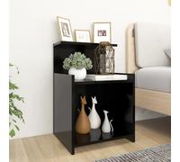 Bedside Cabinet Black Engineered Wood 40x35x60 cm Modern 1 Shelf Slim Nightstand