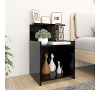 Bedside Cabinet Black Engineered Wood 40x35x60cm Modern 1 Shelf Slim Nightstand