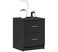 Bedside Cabinet Black Engineered Wood 40x36x50cm 2 Drawer Slim Nightstand Modern