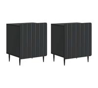 Bedside Cabinet Black Engineered Wood 43 x 34.5 x 52 cm Small Vintage Metal Legs
