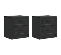 Bedside Cabinet Black Engineered Wood 43x34.5x44.5cm 4 Drawer Vintage Retro Pair