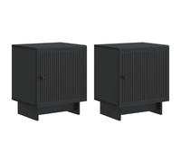 Bedside Cabinet Black Engineered Wood 43x34.5x50cm Vintage Compact 2pcs Storage