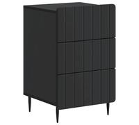 Bedside Cabinet Black Engineered Wood 43x41x68cm 3-Drawer Modern Slim Nightstand