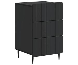 Bedside Cabinet Black Engineered Wood 43x41x68cm 3-Drawer Modern Slim Nightstand