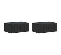 Bedside Cabinet Black Engineered Wood 49x34.5x20cm Wall-Mounted 1 Drawer - Pair