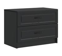 Bedside Cabinet Black Engineered Wood 62x34.5x44.5cm 2 Drawer Vintage CompactBed