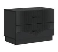 Bedside Cabinet Black Engineered Wood 62x34.5x44.5cm 2-Drawer Vintage Small Home