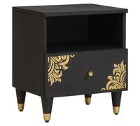 vidaXL Bedside Cabinet Black 40 x 33 x 46 cm Solid Mango Wood