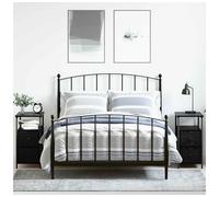 Bedside Cabinet Black Oak 30x60x60cm Engineered Wood Modern Drawer & Shelf Tall