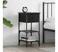 Bedside Cabinet Black Oak 33.5 x 36 x 70 cm Solid Reclaim Wood